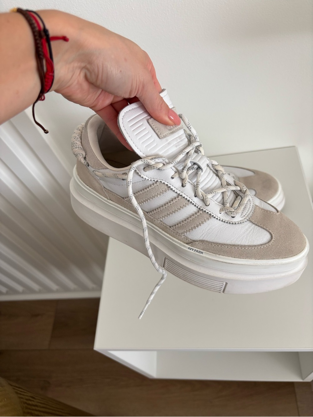 White and Beige Women's Platform Sneaker
